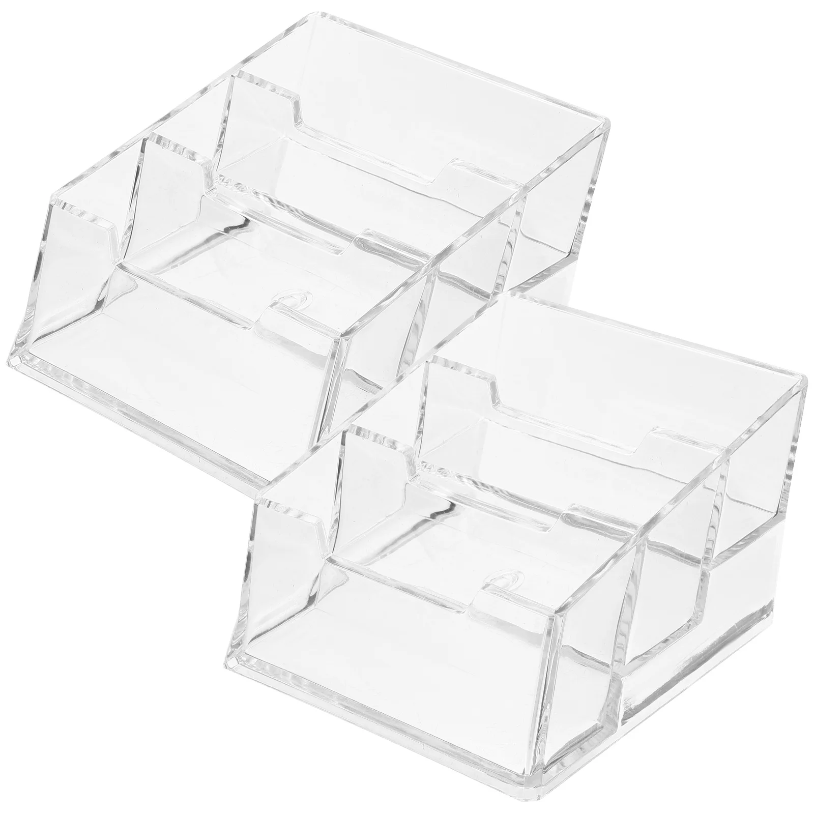 Soporte de acrílico para tarjetas de visita, organizador de escritorio transparente, pantalla de alta capacidad con 3 ranuras, adecuado para uso al por menor en la oficina, 2 uds.