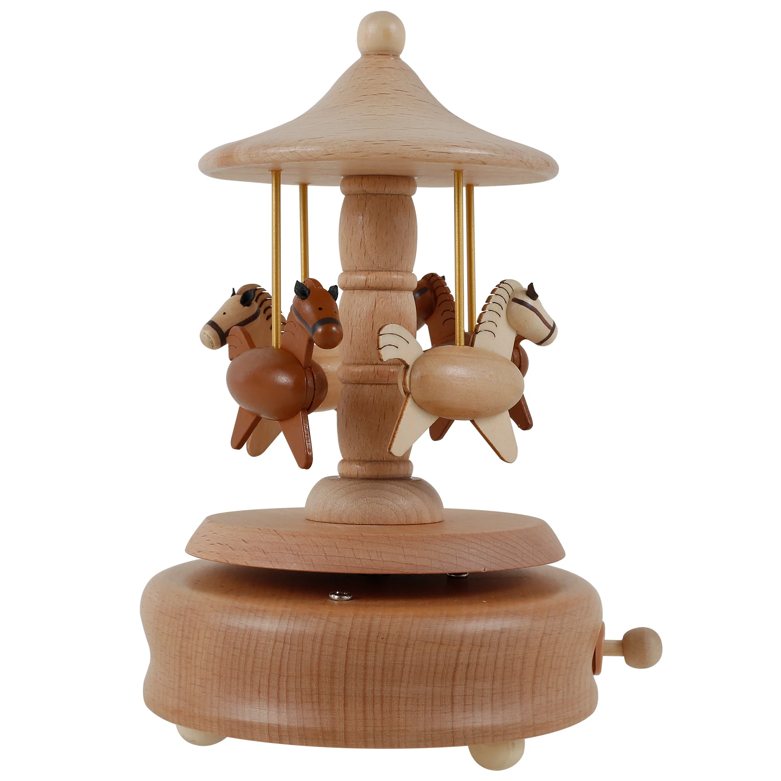 Carousel Music Box Retro Wooden Carousel Music Box Handmade Carousel Horse Music Box Beech Wood Spinning Carousel Music Box