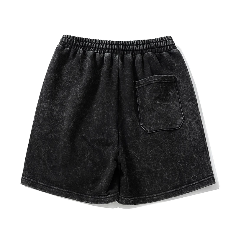 High Brand Washed Old Casual Sports Shorts Contrast Embroidered Letter Straight Shortpant