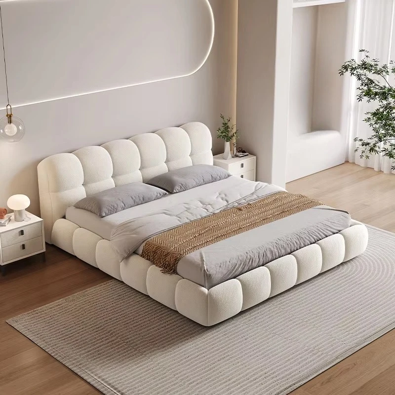 Bedroom modern double bed soft bed frame environmentally friendly and durable solid wood upholstered master bedroom storage bed