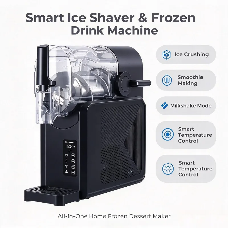 Compact Home Slush & Ice Cream Maker Quiet Compressor Fast Freeze Snow Cone Machine For Apartment Kitchen