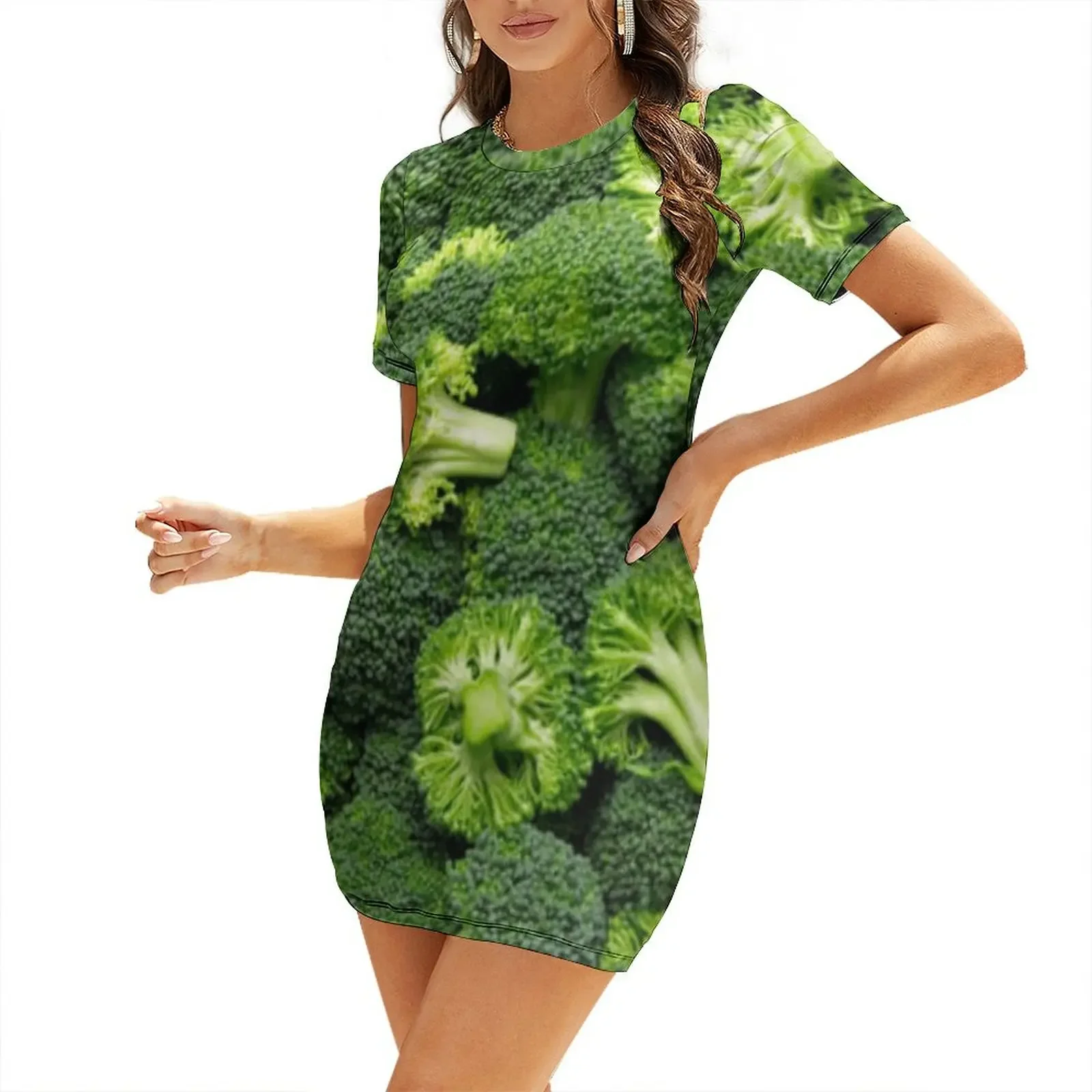 

broccoli Short-Sleeved Dress elegant evening dresses for women 2026 Dress for girls luxury woman evening dress