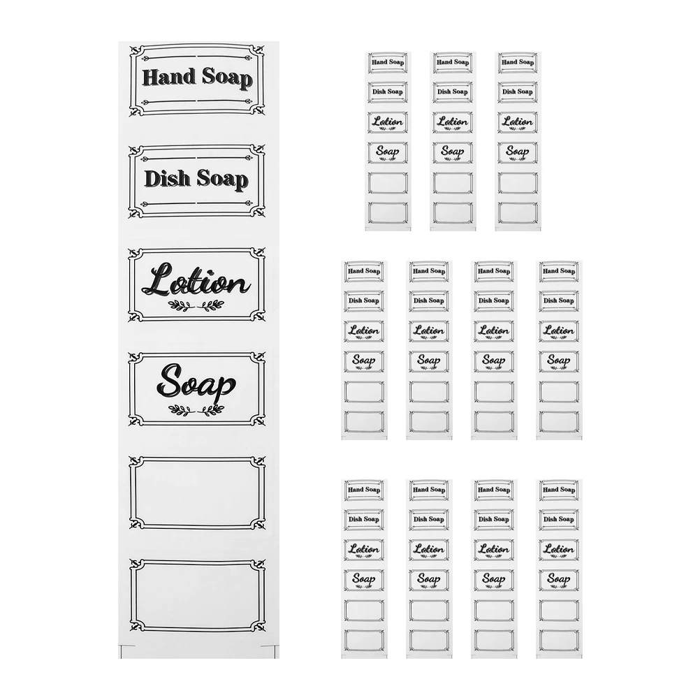

12 Sheets Clear Bottle Labels Stickers Waterproof Bathroom Shampoo Conditioner Dispenser Adhesive Transparent Amenities
