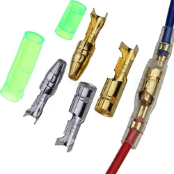 200PCS 50Set 4.0mm Female and Male Bullet Terminals Connector Gold Brass/Silver Wire Connector with Insulating Sleeves for Car