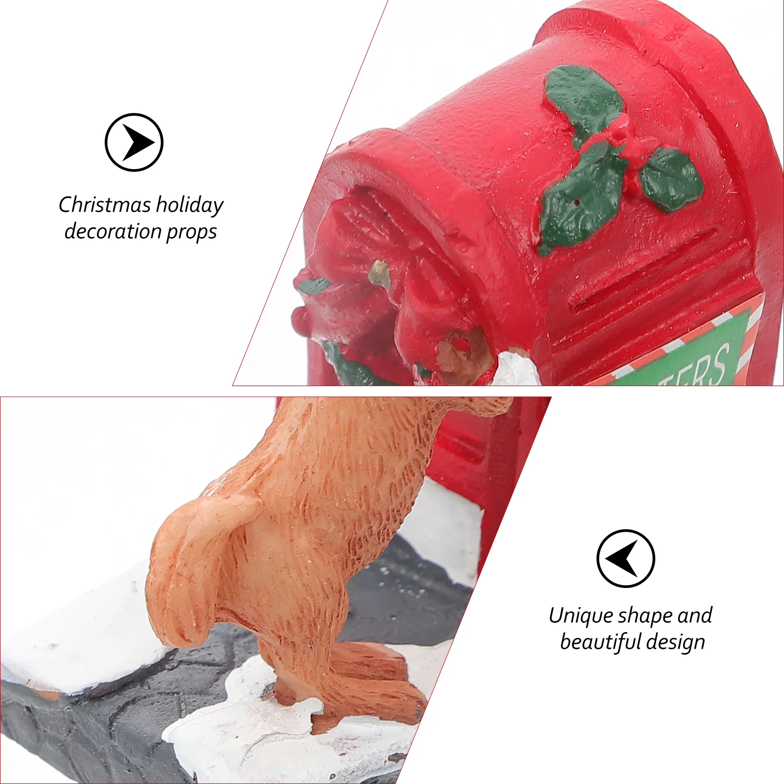 Little Red Dog Ornament Christmas Mailbox Figurine Xmas Tabletop Gift Miniature Decorations Outdoor