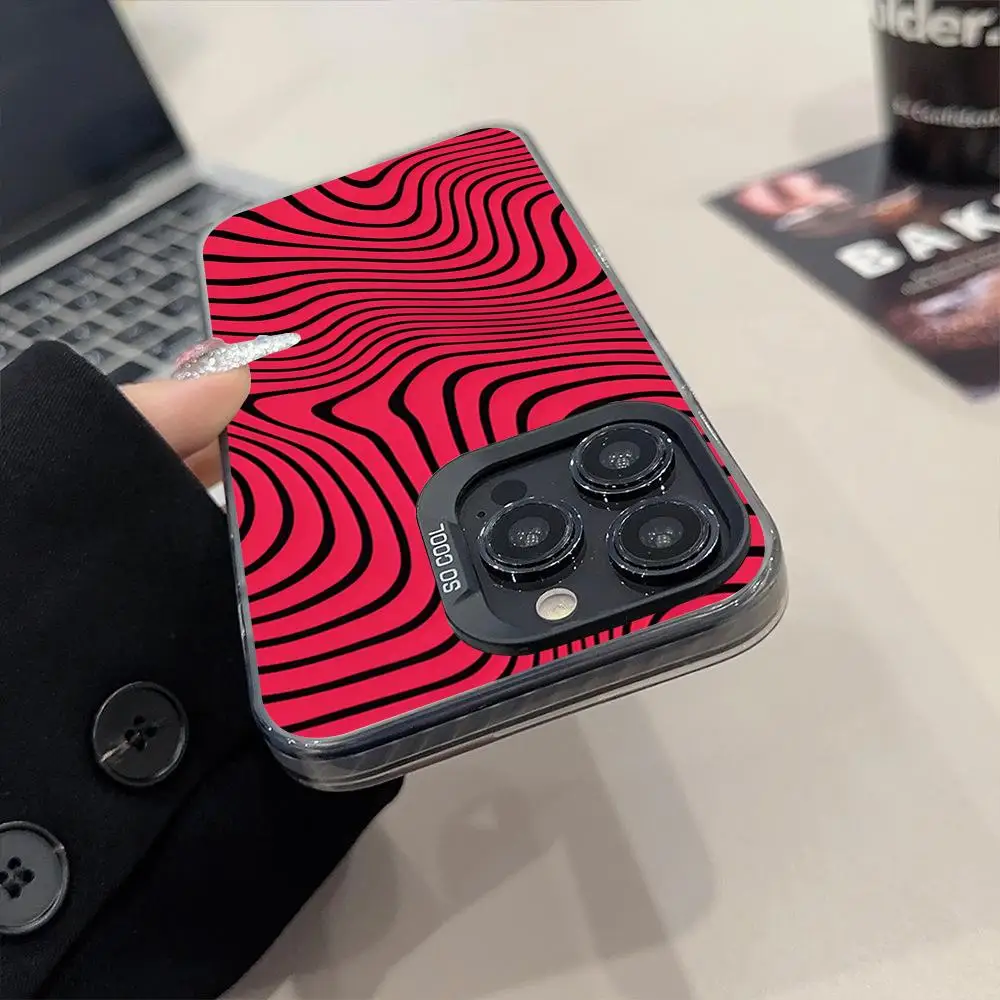 PewDiePie موجات جراب هاتف ماتي الملونة الفضة آيفون 17 15 14 16 13 12 11 برو ماكس زائد XS X غطاء صلب مقاوم للصدمات