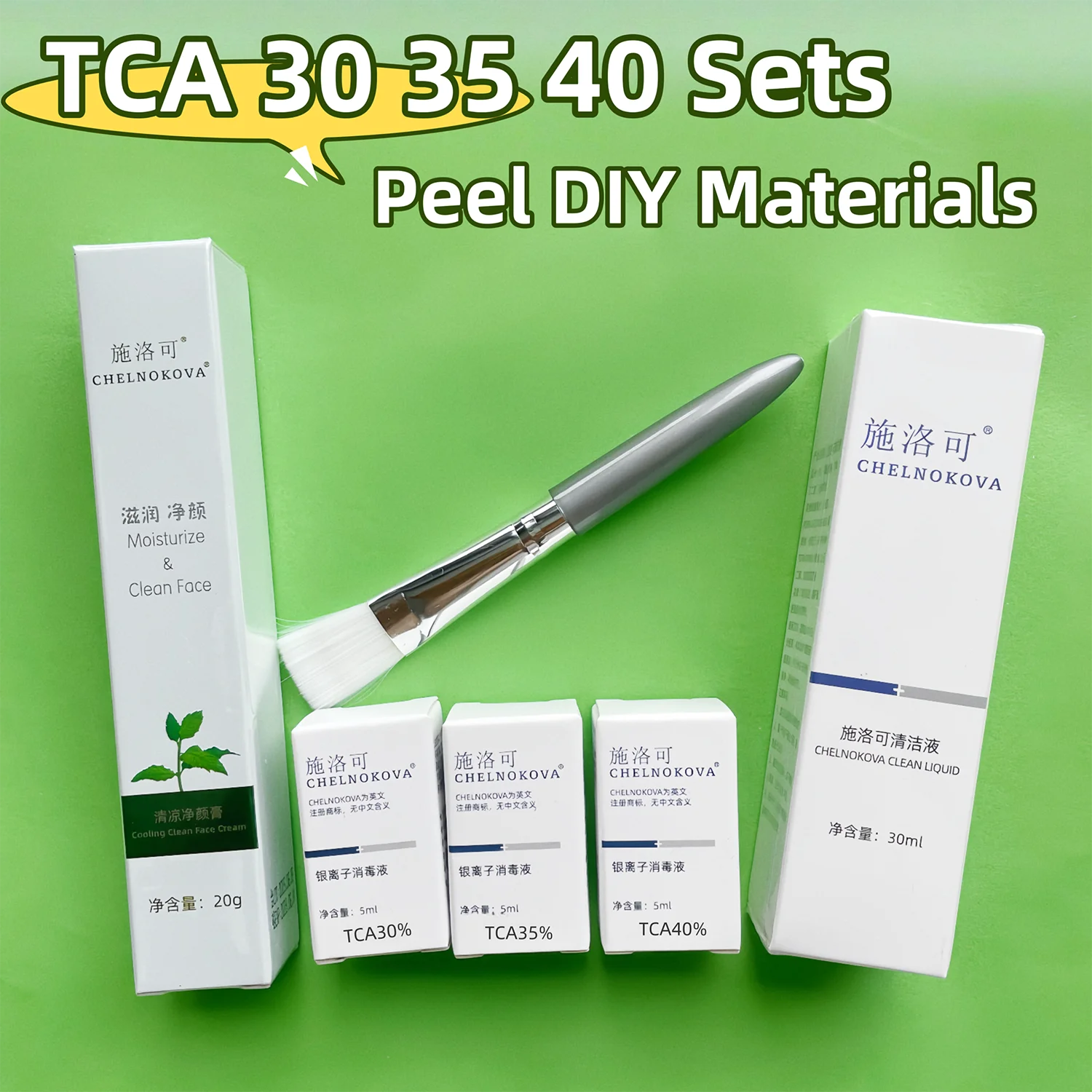TCA 20 30 35 40 50 60 70 SETS PEEL Neutralizer Brush Chemical Peel tools