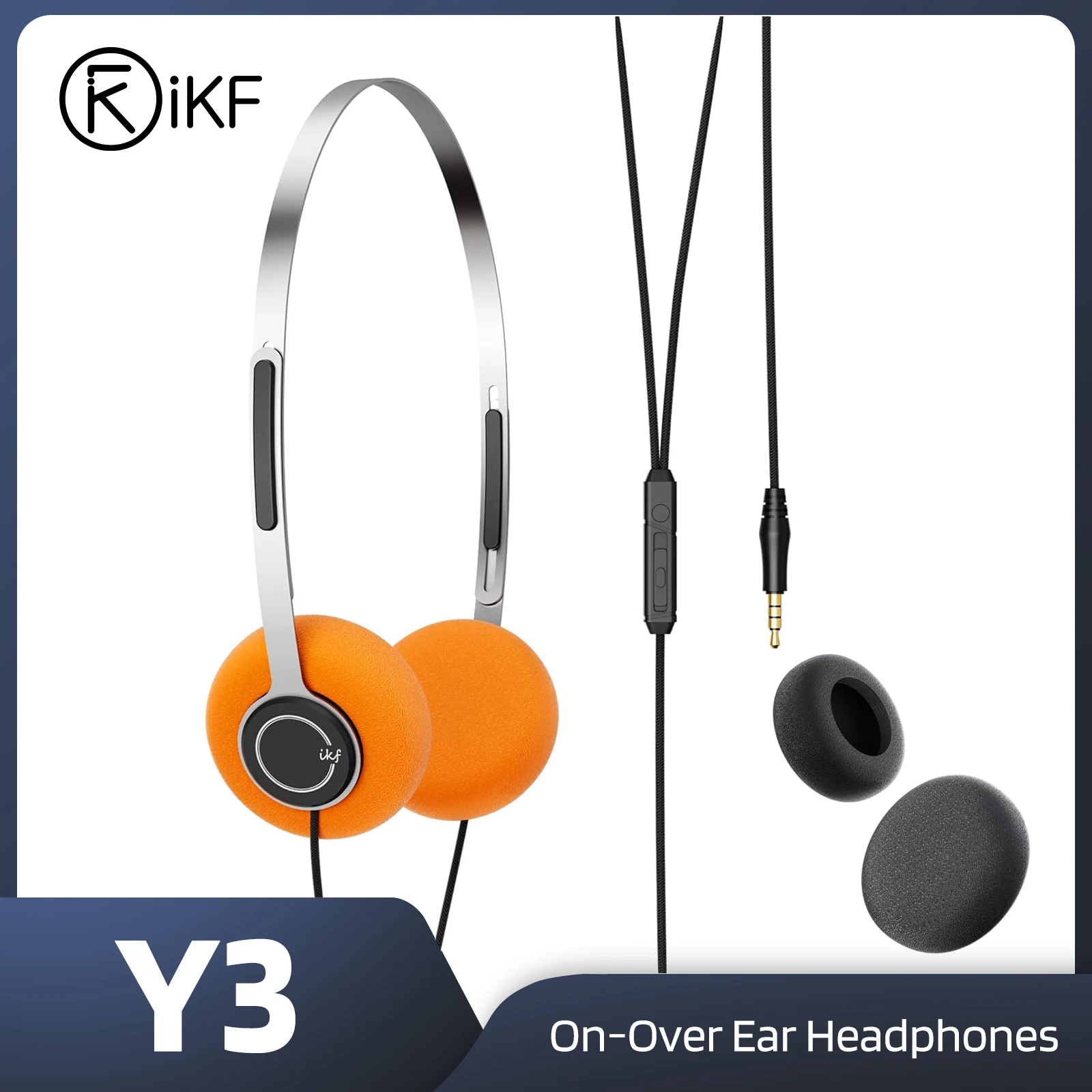 IKF Y3 On Ear Wired Retro Headphones 30mm Speaker HiFi Sound Quality Take Pictures Trendy Pieces Throwback Design Lightweight