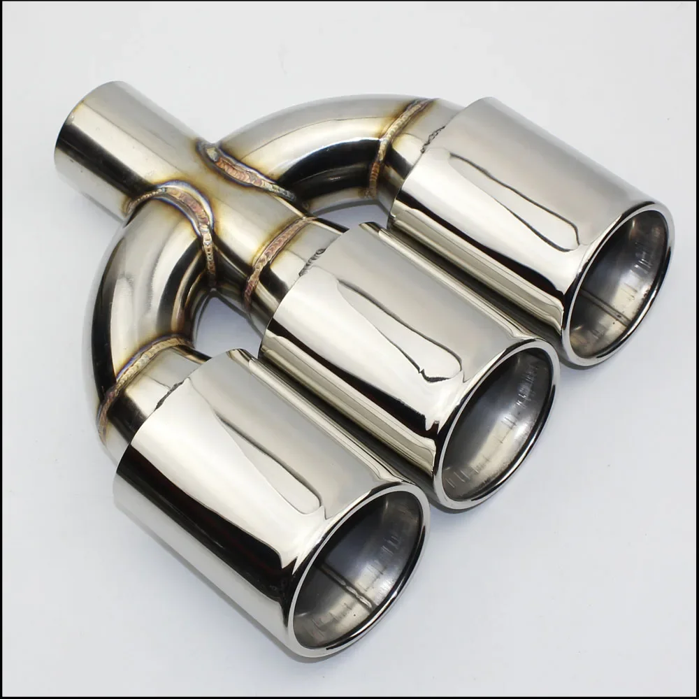 ท่อไอเสียอัตโนมัติ 3 รูกลางท่อไอเสีย 304 สแตนเลส Universal ท่อไอเสียสําหรับ Honda Civic (FK8)