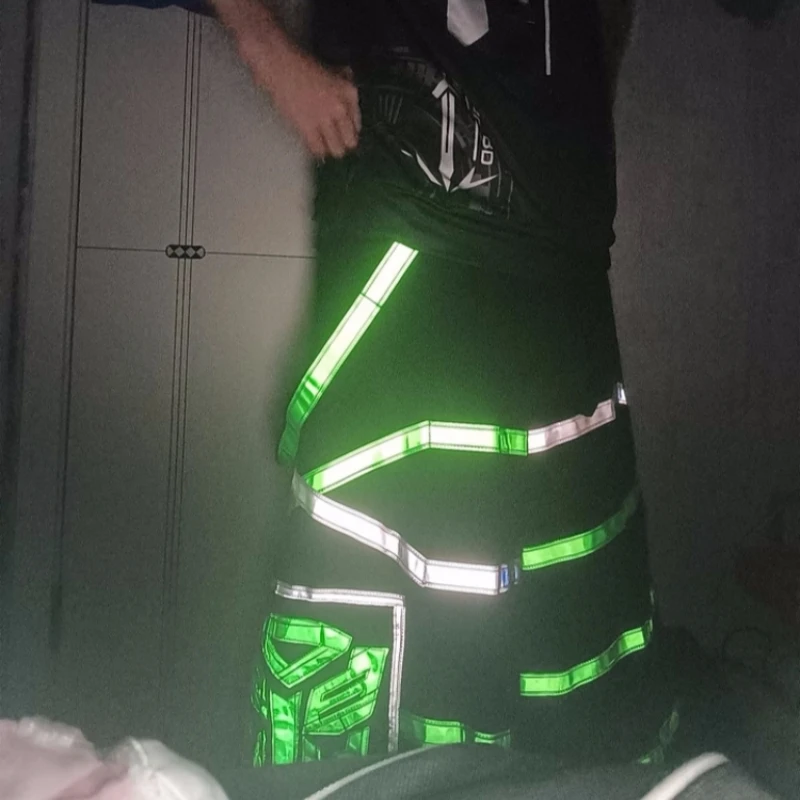 Melbourne Shuffle Dance Pants Cool Pattern Bell-bottoms Reflective Pants Luminous Pants Women Men Dancing Trousers Stock, image 6