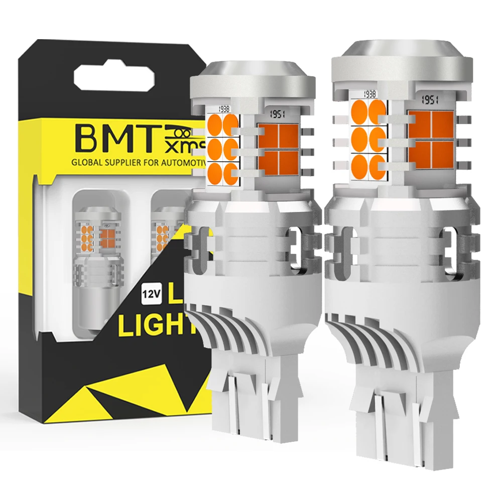 

BMTxms 2X P21W 1156 BA15S PY21W BAU15S 3157 7440 WY21W Led Turn Signal Light Amber Yellow For Peugeot Renault Honda Hyundai Seat