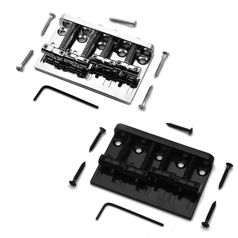 

Vintage 4 String Bass Bridge Length 79.5x53 / 49.5MM Bass Fixed Bridge Saddle Top Load Black/Chrome