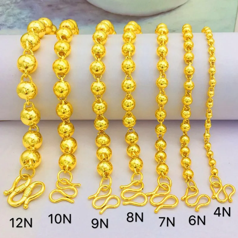 

Sand Gold Solid Round Bead Necklace for Men and Women Hypoallergenic Brass Gold Plated Smooth Shiny Ball Pendant Jewelry Gift