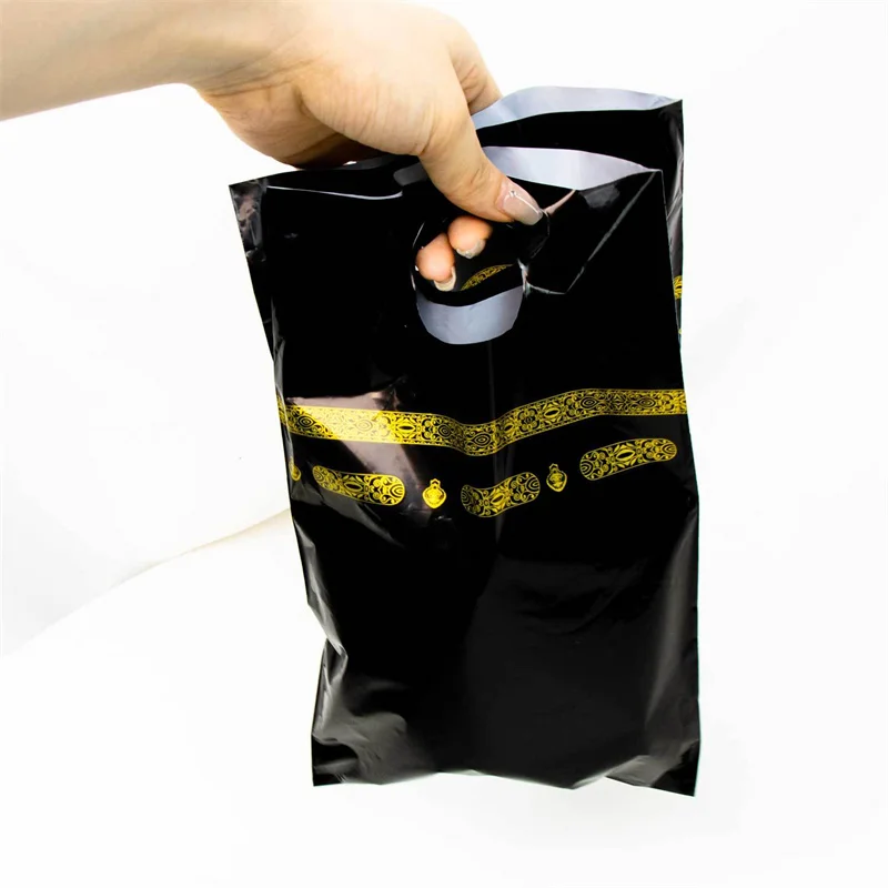 Sac cadeau de bonbons Umrah Mubarak noir, 10 pièces, fournitures de décoration pour Festival musulman islamique Eid Mubarak, fête du Ramadan