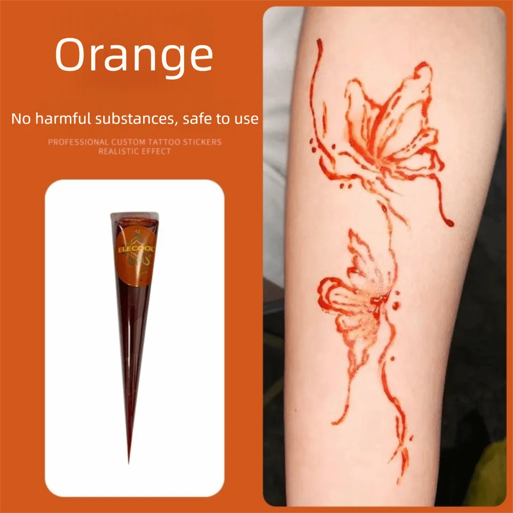 Body Art Easy-To-Use Henna Tattoo Cream Semi-permanent Temporary Henna Paste Cone Black Brown Brown Henna Cream Body Art