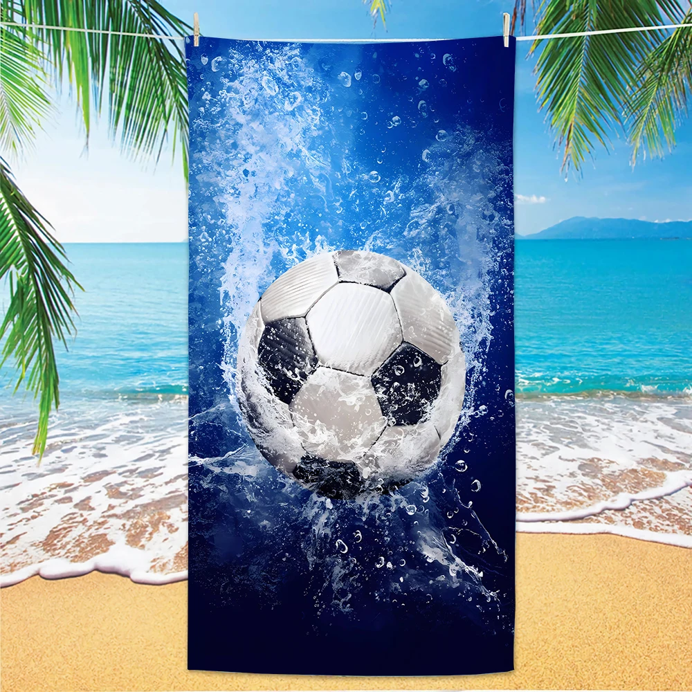 2025 New Football Beach Towel Soccer Themed Microfiber Bath Towel for Adults Seaside Quick Dry Towel