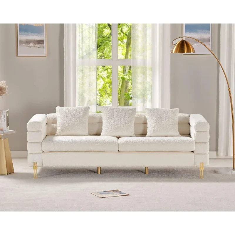 Oversized sofa-85 inch, 3 seater sofa comfy sofa for living room-white deep seat sofa, bouclé couch