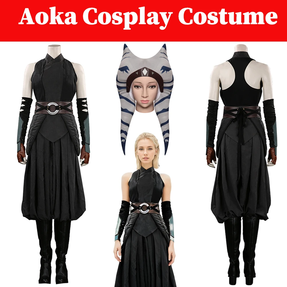 

Asoka Cosplay Fantasia Hat Costume TV Bounty Hunter Disguise Outift Women Role Hat Gloves Full Set Clothing Halloween Party Suit