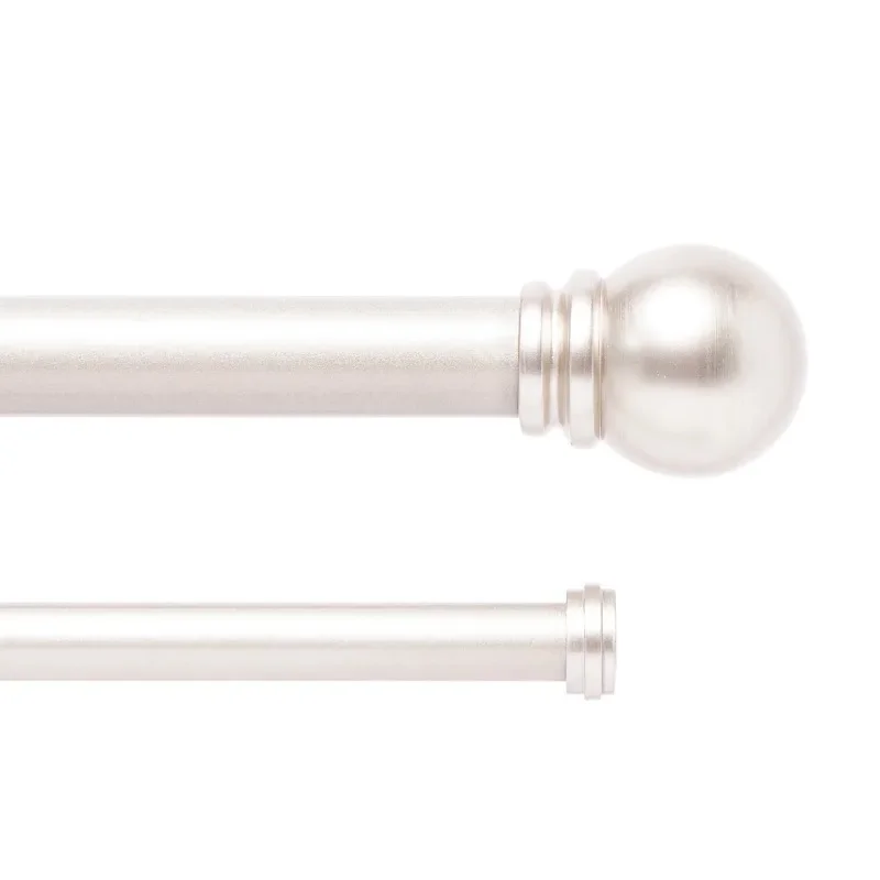 

Home.NEW Double Window Curtain Rod, 1" Diameter, 66"-120" Length, Silver Luster