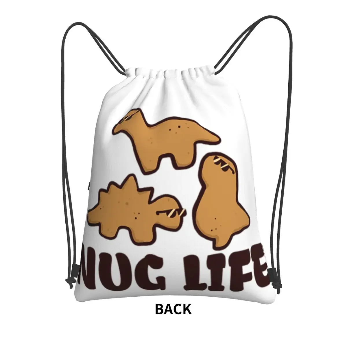 Nug Life-mochila portátil con cordón para estudiantes de escuela, bolso con cordón, bolsa para artículos diversos, dinosaurio, pollo, Nuggets