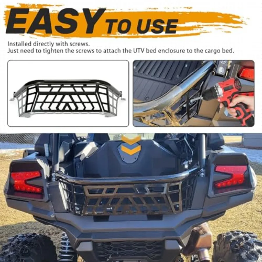 حاوية سرير البضائع الفولاذية مع الباب الخلفي لـ 20202025 Kawasaki Teryx KRX 1000 و20232025 KRX4 1000 الأمتعة المطلية بالمسحوق الأسود