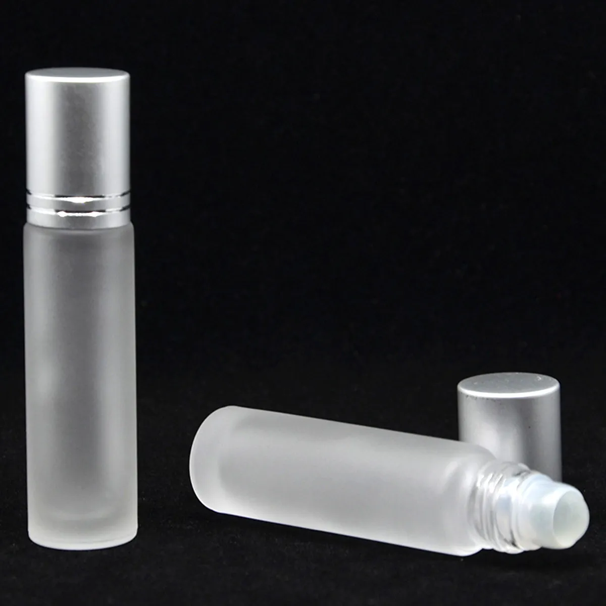 5Pcs Frosted Glass Roll on Bottles 10Ml Empty Essential Oil Containers with Precision Rollers and Leak Proof Screw on Lids