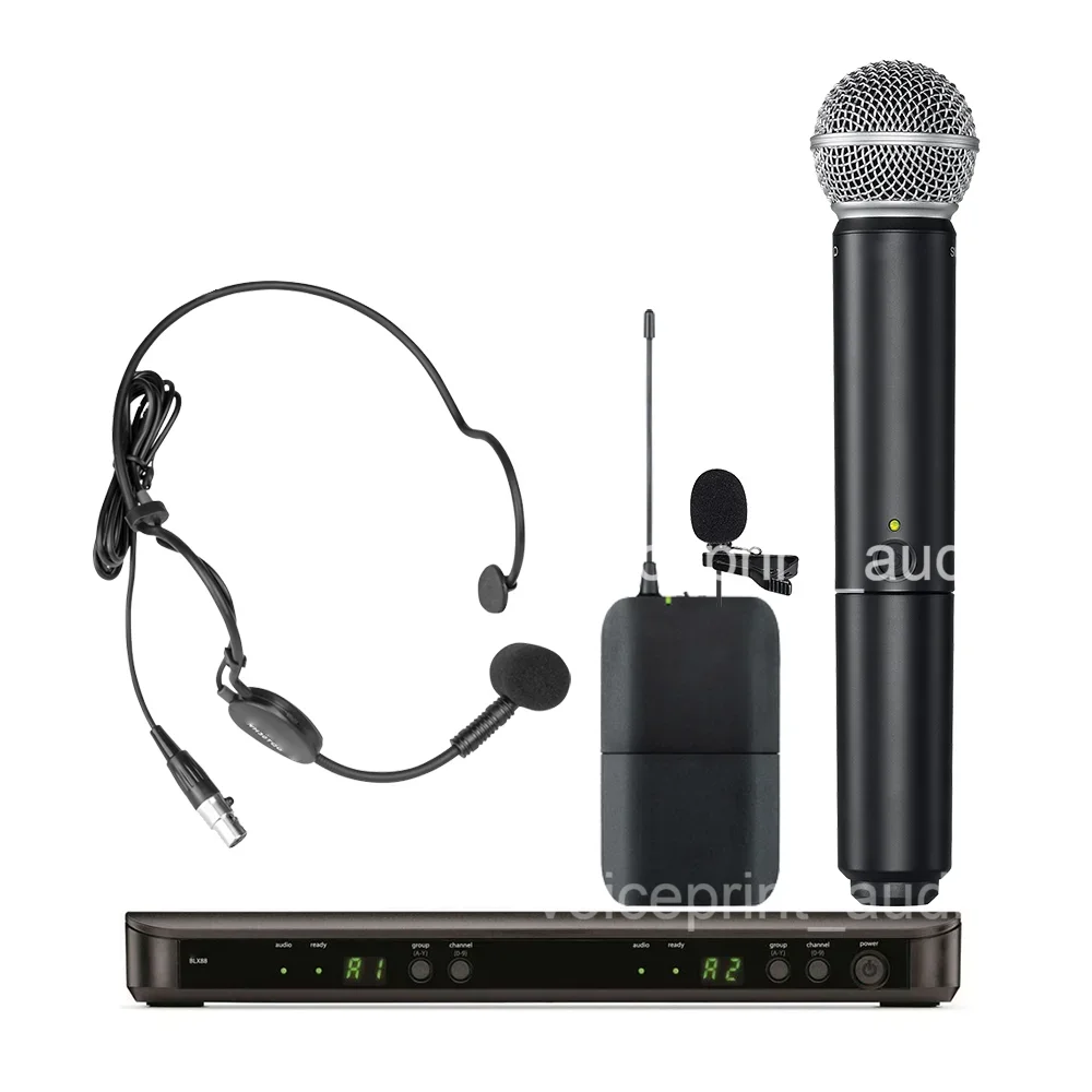 BLX288 إلغاء الضوضاء المعادن المحمولة PG58 المهنية UHF اللاسلكية ثنائي القناة نظام الميكروفون الصوتي BLX288/PG58/BETA58A #6