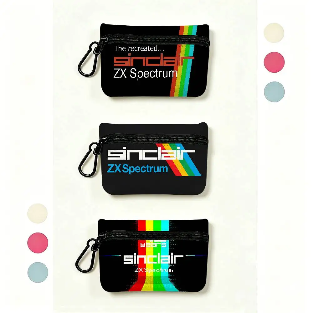 Retro Sinclair Zx Spectrum Oxford Fabric Mini Coin Wallet Smooth Zipper Hanging Design Multi-use Small Storage Bag For Travel