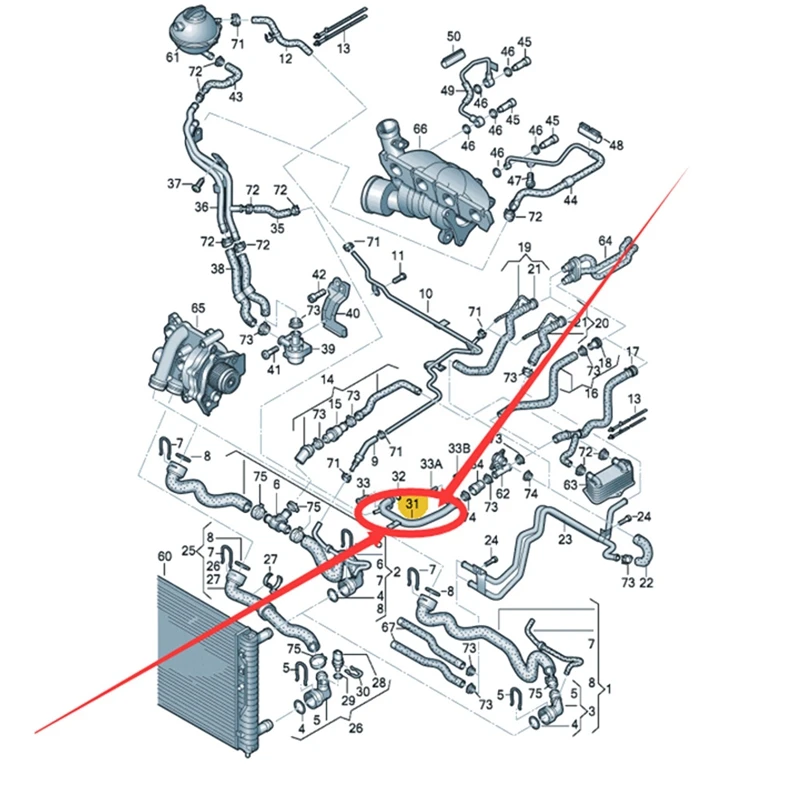06J121065F 06J 121 065F For - A3 Q3 TT For Beetle CC Eos J-Etta Cooling Water Hose Pipe 06J 121 065 F 06J121065F