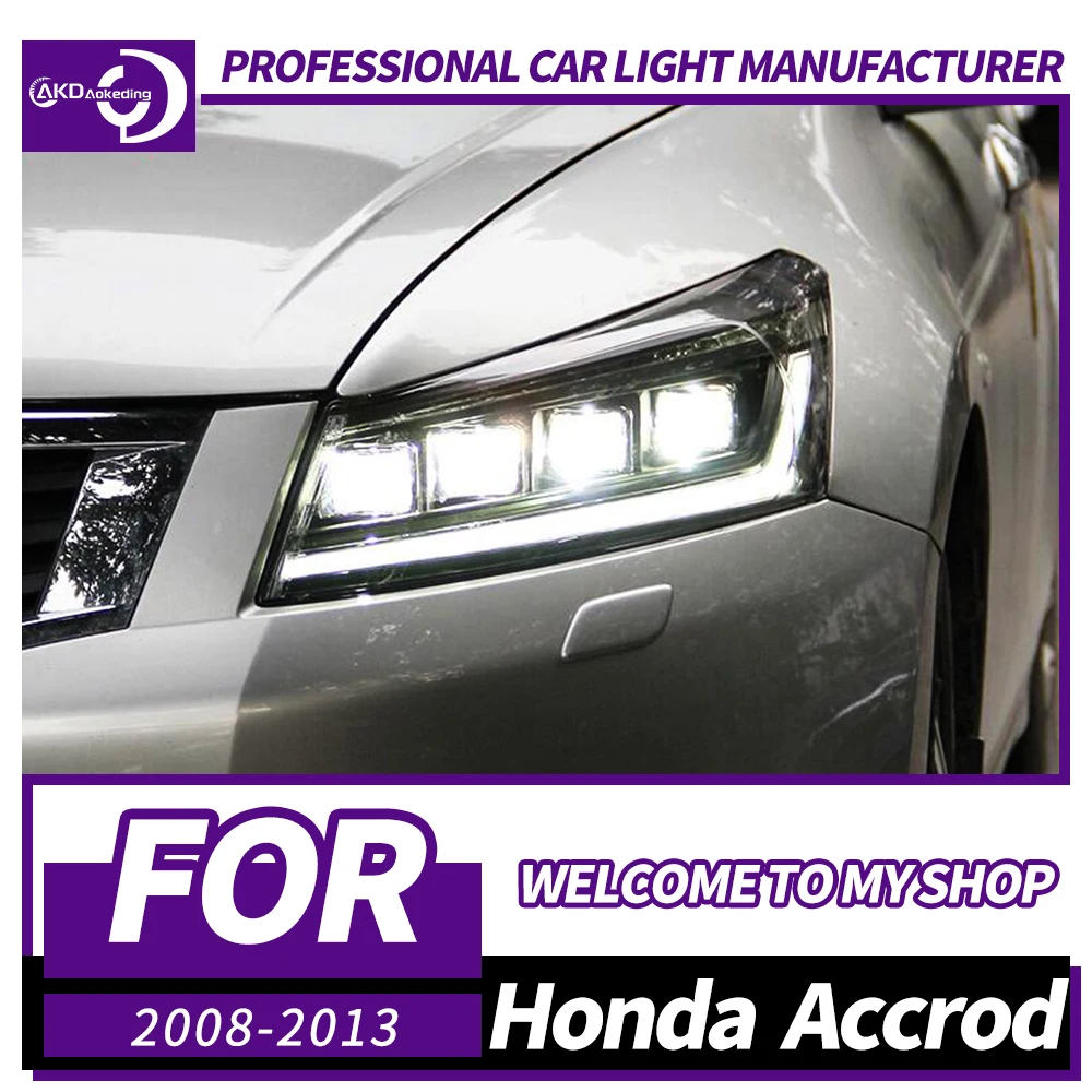 AKD Head Lamp for Honda Accord 8th LED Headlight 2008-2013 Headlights Accord DRL Turn Signal High Beam Angel Eye Projector Lens