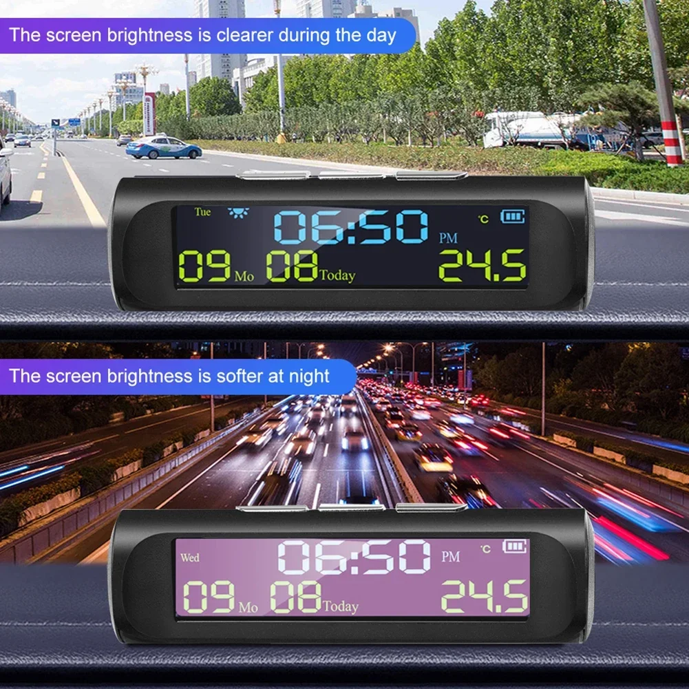 

1 шт. AN01 TPMS вид солнечные автомобильные цифровые часы с датой автомобильный дисплей температуры солнечные автомобильные часы для интерьера ЖК-дисплей без зарядки