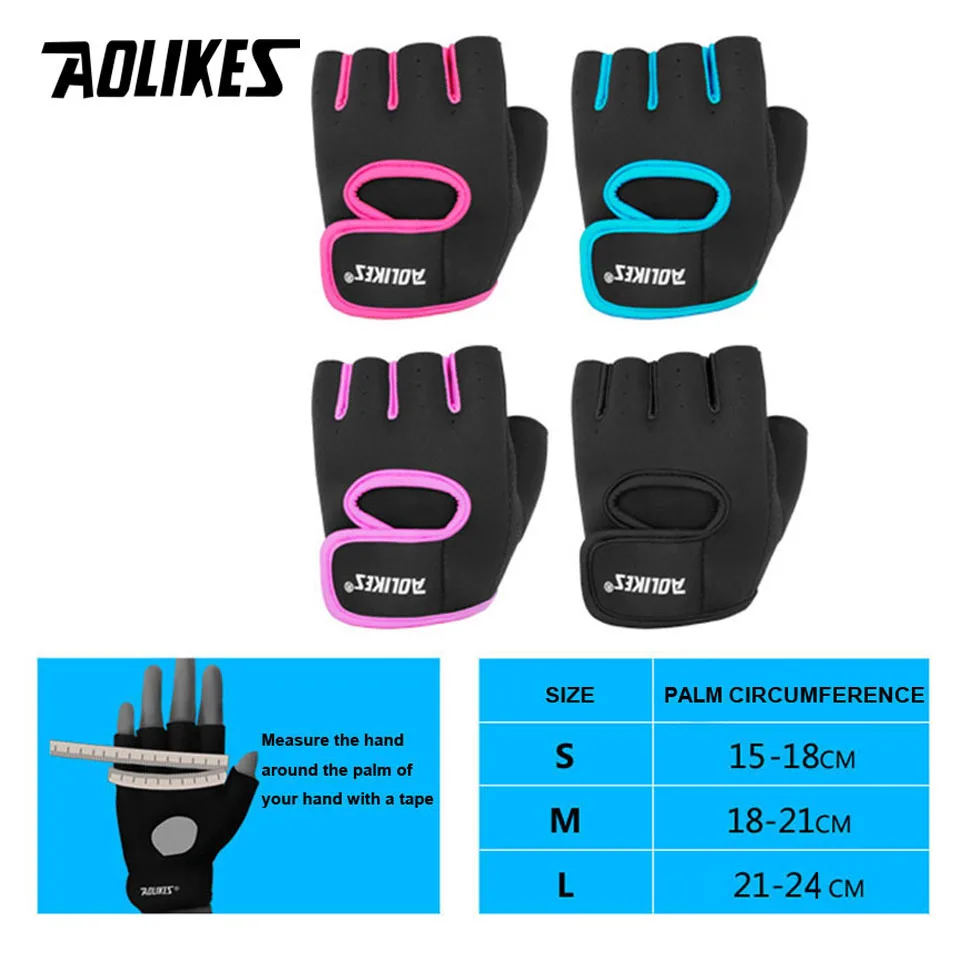 AOLIKES 1 Pair Breathable Workout Gloves Weight Lifting Fingerless Gym Fitness Exercise Gloves for Powerlifting Training Cycling