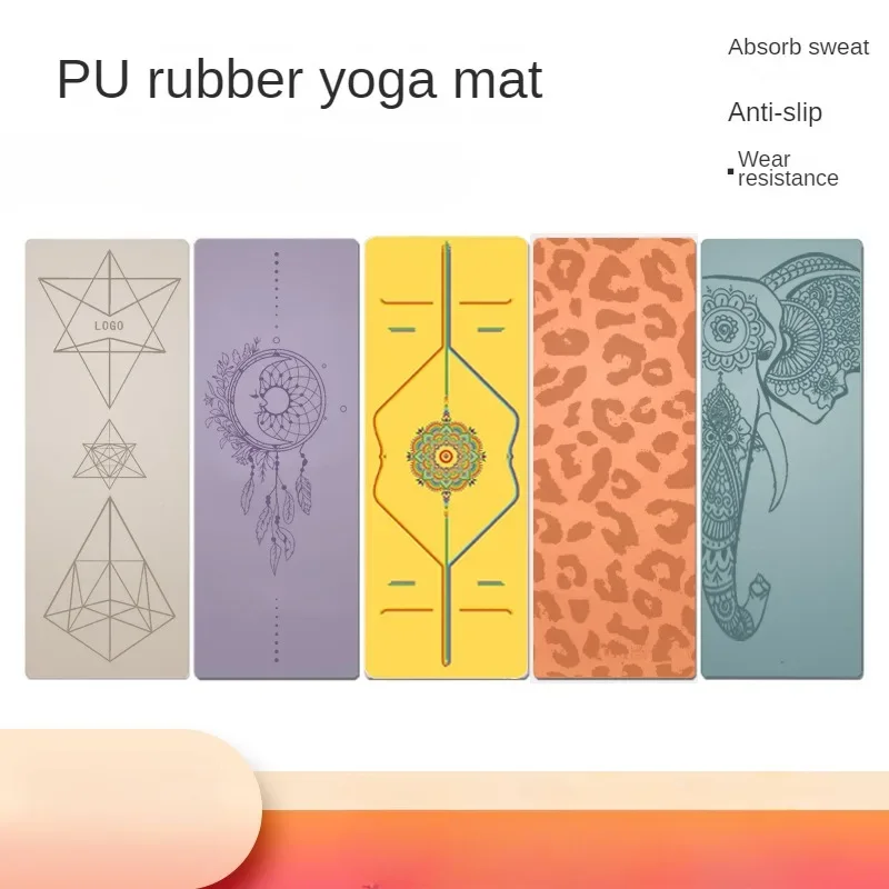 PU Rubber Yoga Mat Natural Rubber Non-slip Body Position Line Fitness Mat Thickened Yoga Mat 183 * 68 * 0.45cm