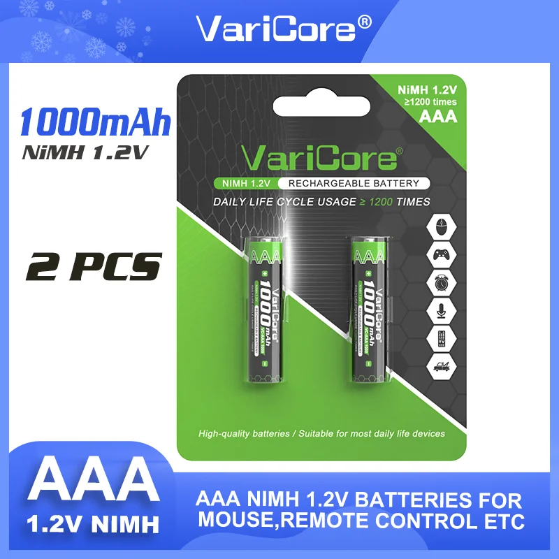 

VariCore AAA 100mAh 1.2V Ni-MH Rechargeable Batteries High Capacity for Digital Camera/RC Toy/Flashlight Long Cycle Life Eco-Fr