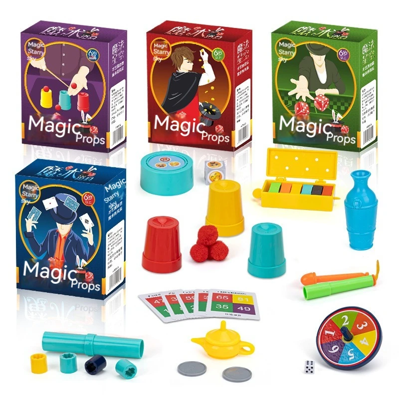 8PCS Magic Tricks Items for Kids Magic Props Det Kit Children Beginner Magical Puzzle Classic Party Stage Toys with Instruction