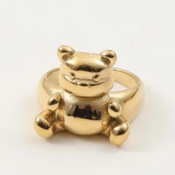 New Arrilval Cute Gold Color Bear Ring Stainless Steel Ring for Women