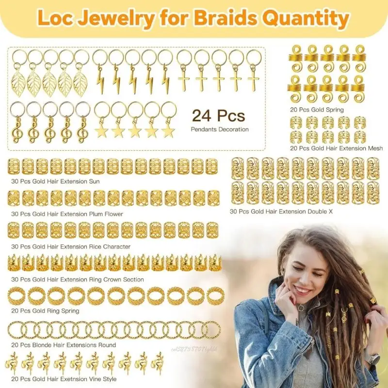 X5XA 275pcs Adjustable Hair Accessories Set Braids Hair Rings Jewelry for Men Women