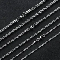 2-6MM Stainless Steel Necklace For Women Men Never Fade Waterproof Twisted Rope Chain Fashion Jewelry 16-30 inches