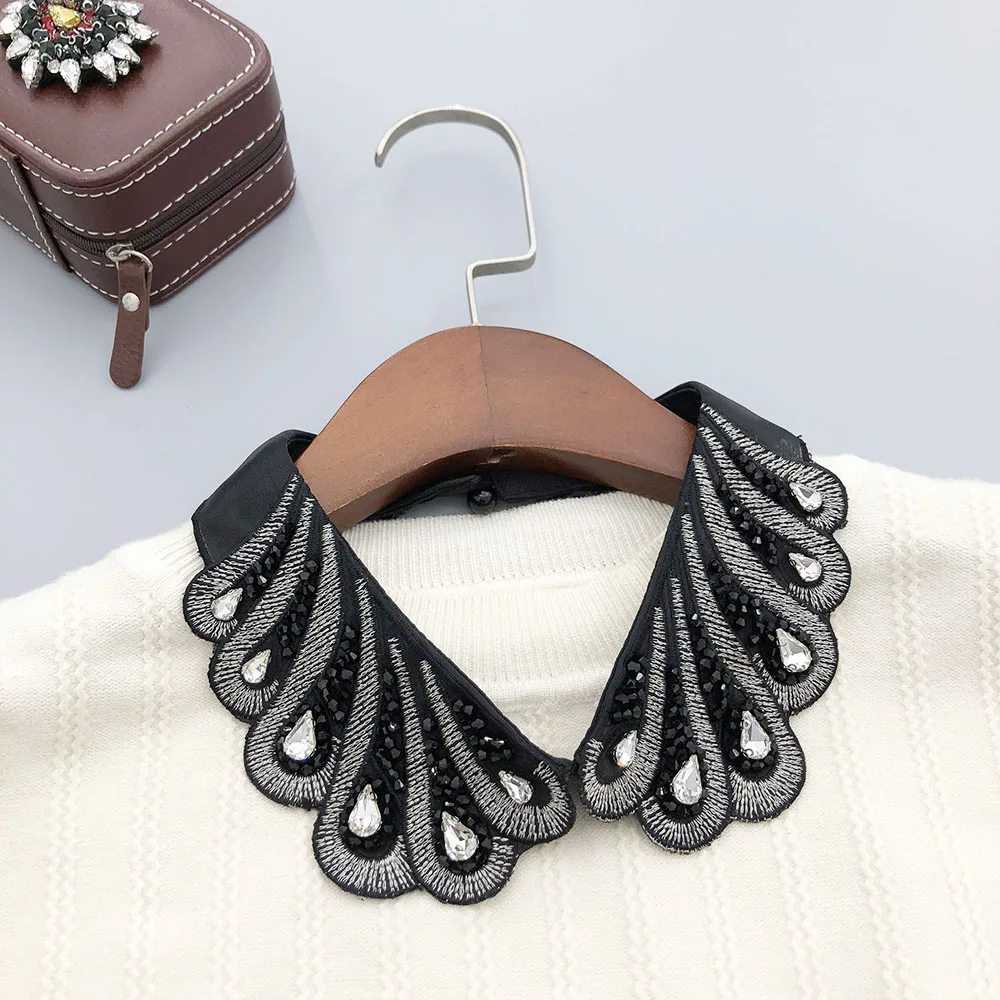 Diamonds Crystal Detachable Collars women Beads Fake Removable Peto Mujer Chemisier Collar Tie воротник Faux Cols cuellos falsos