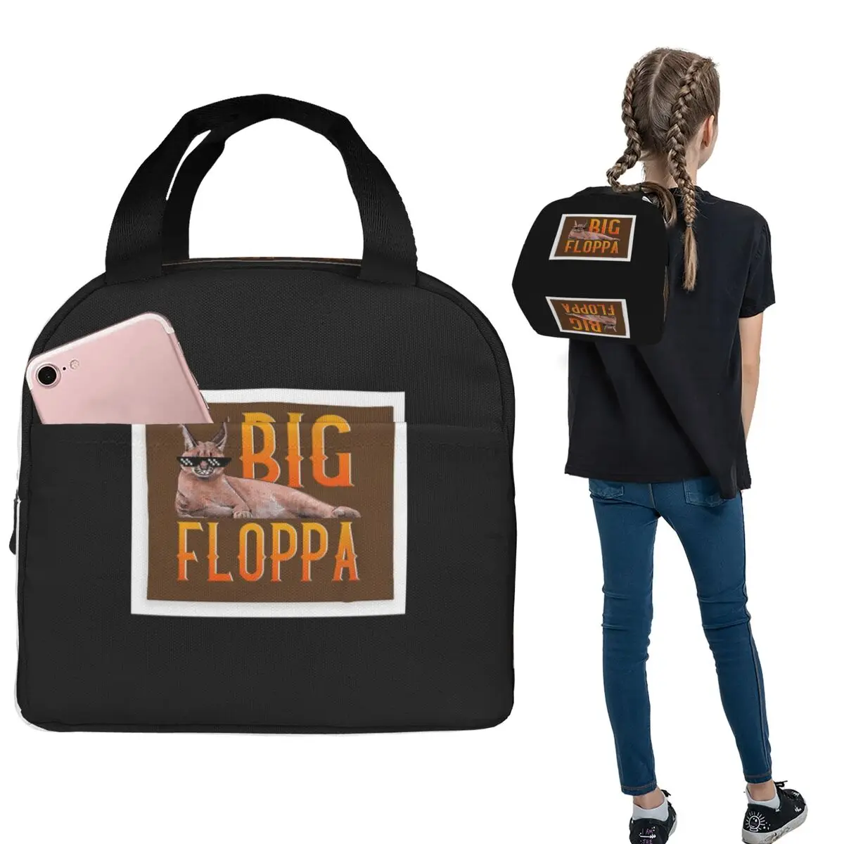 

Термосумка для обедов Big Floppa Animal Cat для женщин и детей, герметичная, для еды, термосумка-тоут