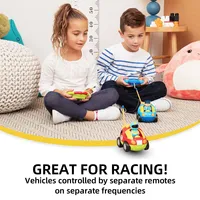 RC Triceratops Car Remote Control Cartoon Policemen Vehicle With Light And Music Parent-child Two Person Competitive Kids Toys