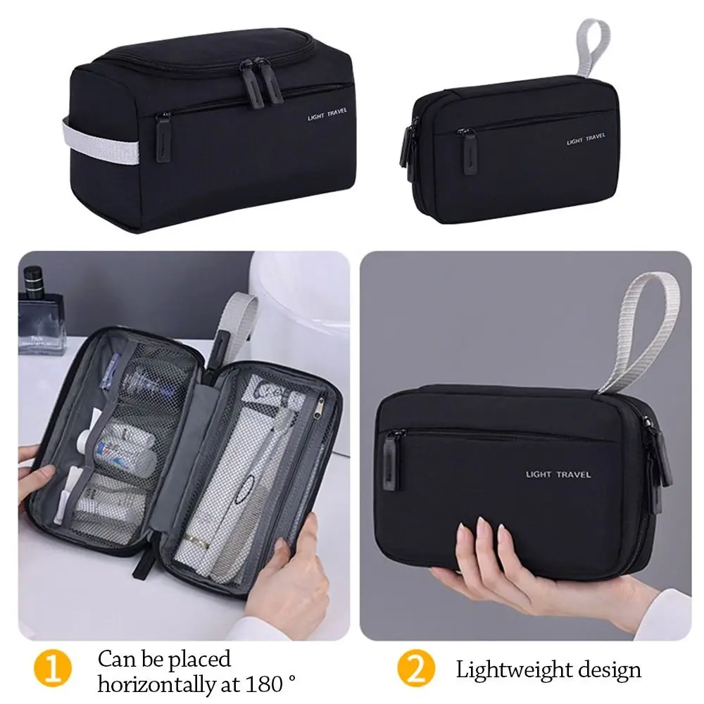 3-in-1 Travel Toiletry Bag Large-Capacity Oxford Cloth Waterproof Shaving Bag Foldable Lightweight Makeup Organizer Business