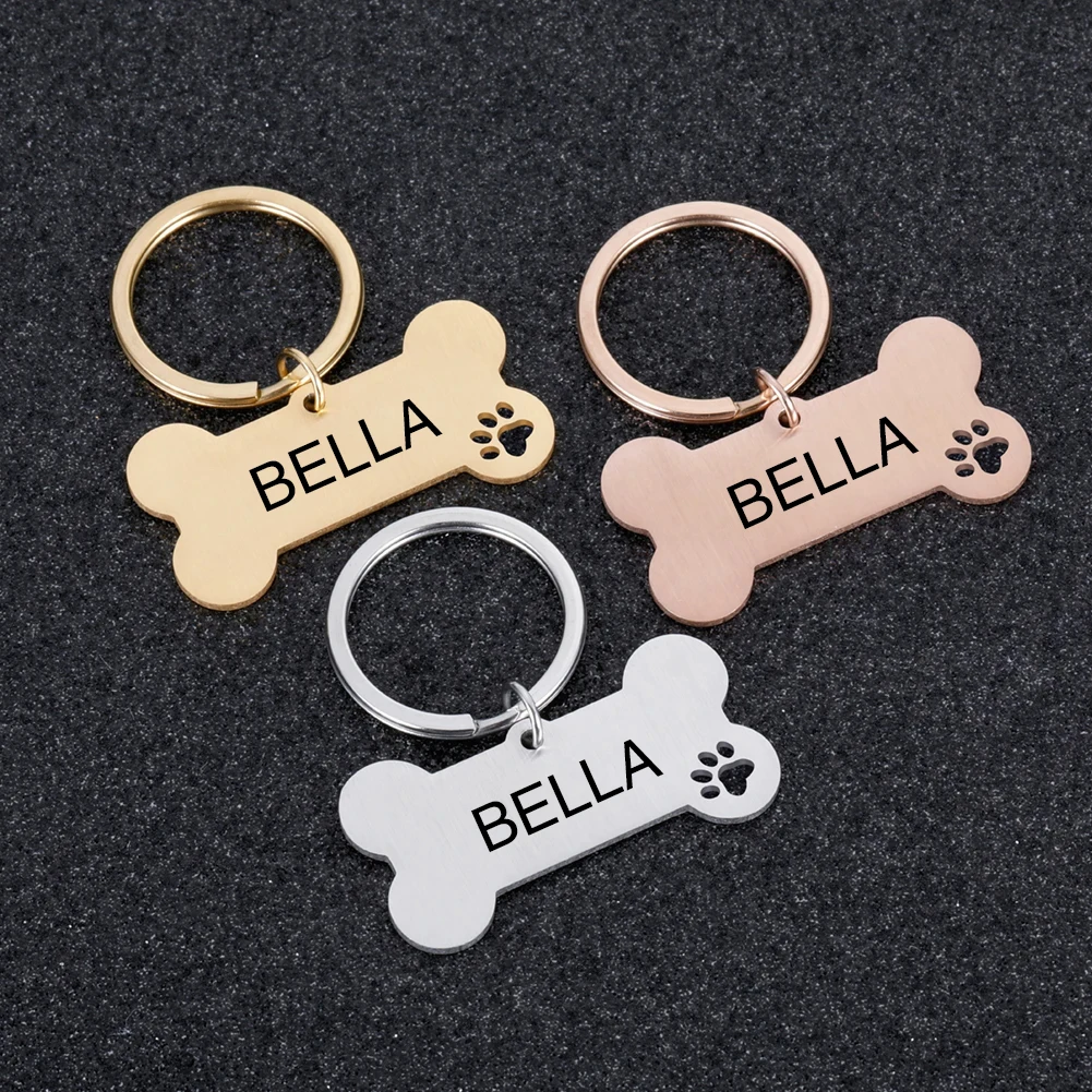 

Pet ID Tags Personalized for Dogs Medal with Engraving Name Customizable Kitten Puppy Accessories Necklace Chain