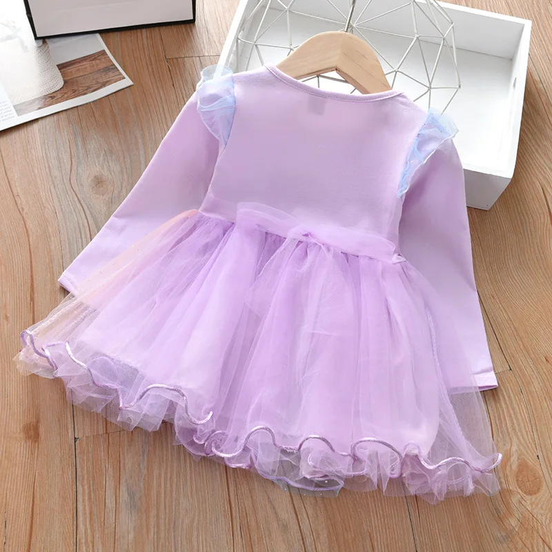 2024 New Unicorn Princess Dress Baby Girls Dress Spring Autumn Kids Clothes Dress Party Long-sleeved For Children\'s Dress 2-9Y