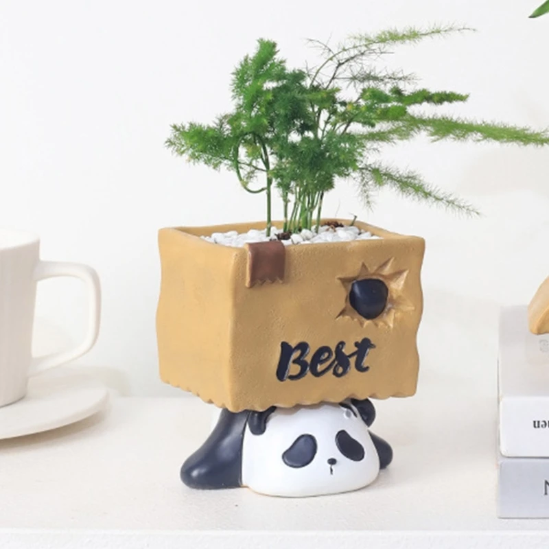MXME Concrete Mould Hand-Making Plant Pot Mold Lying Panda Shaped for Handmade Vase