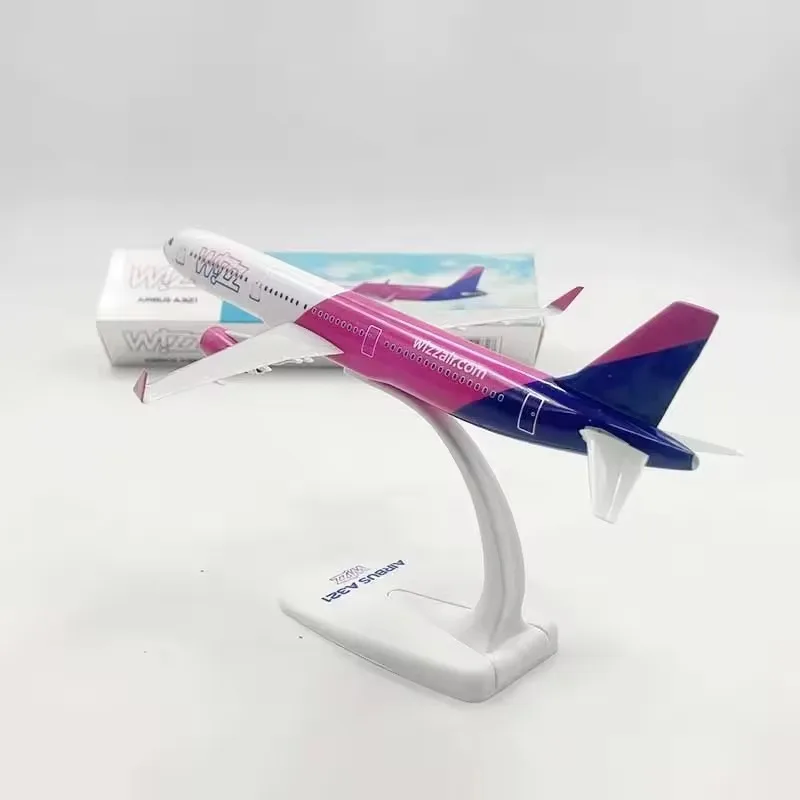 1/200 Scale Europe Britain WIZZ AIR A321 NEO Aircraft Model with Base Static Plane Toys Decoration Gifts Collection Display