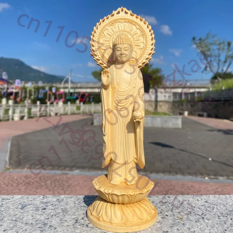 

Finely Carved Wooden Medicine Buddha Statue, Home Altar Decoration, Spiritual Art Craft for Religious Gifting