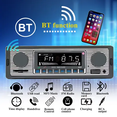 클래식 싱글 딘 자동차 라디오, 블루투스 BT 자동차 스테레오 Mp3 플레이어, 리모컨 5513 범용