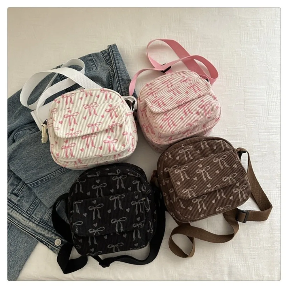 Bolso de hombro pequeño de pana para mujer, bandolera para adolescente, bolso bonito para estudiante, bolsos de mensajero coreanos de calle Harajuku