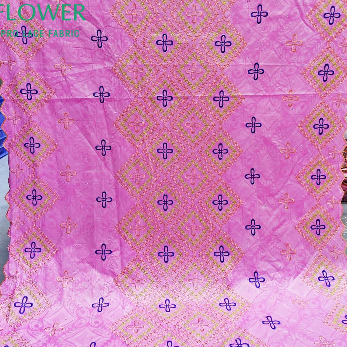 

Pink African Baizn Rich Brocade Fabric With Stones Nigerian Mali Women Guipure Basin Rich Wedding Dress Sewing Lace Material
